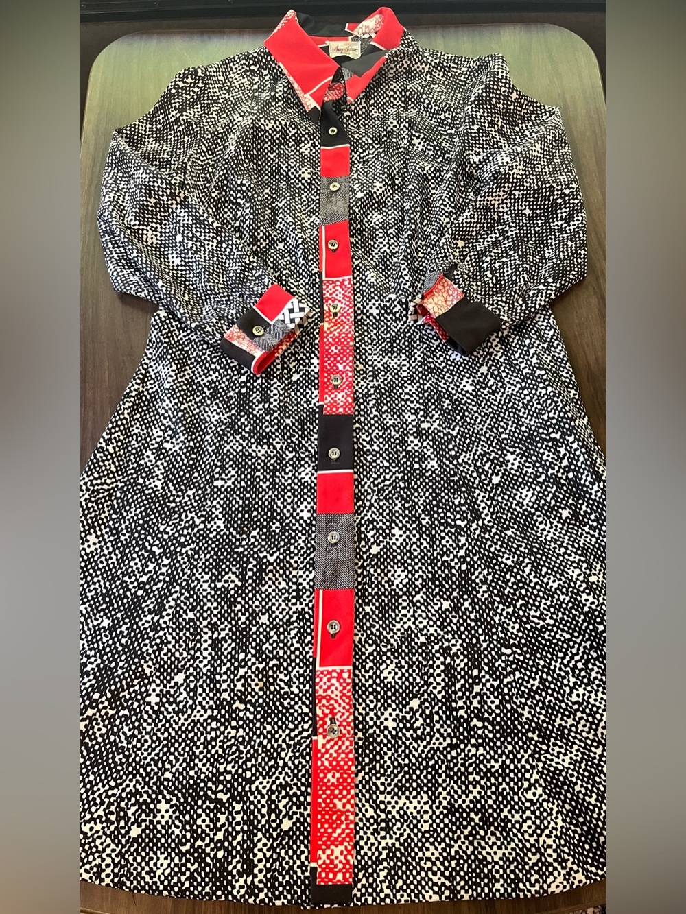Amy Adams Knits Women’s Vintage Long Sleeve Dress Red White Black Small